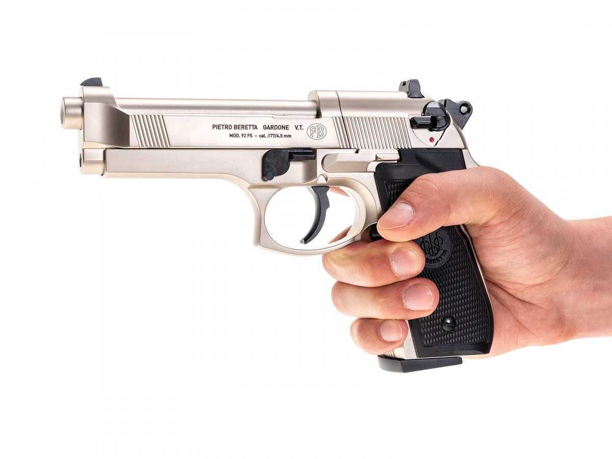 Pistolet CO2 BERETTA modèle 92FS NICKEL calibre 4,5mm - 335 €