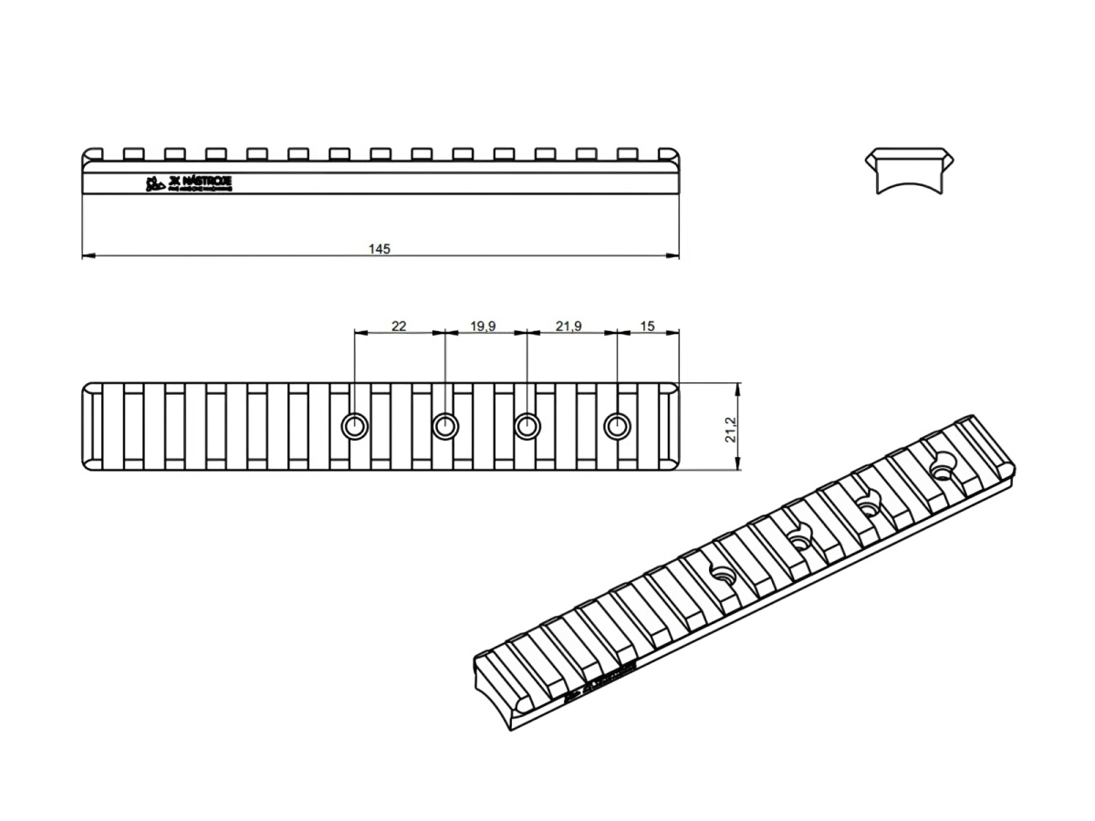 Picatinny-lista-JKN-Bergara-B-13-dlzka-145mm-plna-5001-0010-14-b